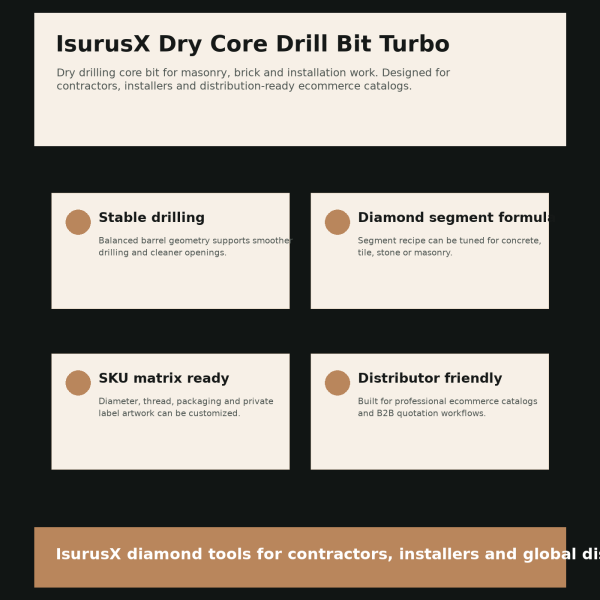 IsurusX 涡轮干钻金刚石空心钻头