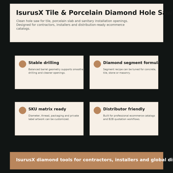 IsurusX Diamant-Lochsaege fuer Fliesen und Feinsteinzeug